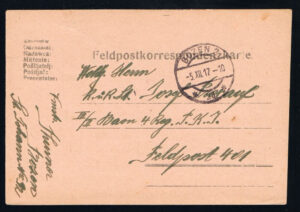K.u.K. Feldpost Karte Bozen 2 - 2d gelaufen nach Feldpost 401 - 1917 - 1 Weltkrieg