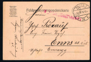K.u.K. Feldpost Karte Bozen 2 - 2d gelaufen nach Enns 1916 - 1 Weltkrieg