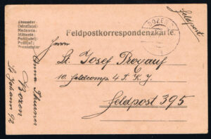 K.u.K. Feldpost Karte Bozen 2 gelaufen nach Feldpost 395 - 1917 - 1 Weltkrieg