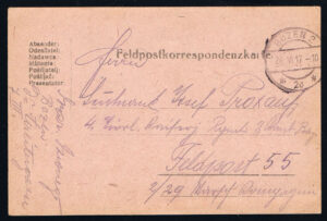 K.u.K. Feldpost Karte Bozen 2 - 2d gelaufen nach Feldpost 55 1917 - 1 Weltkrieg