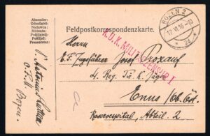 K.u.K. Feldpost Karte Bozen 2 - 2d gelaufen nach Enns 1916 - 1 Weltkrieg