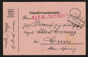 K.u.K. Feldpost Karte Seis a - gelaufen nach Enns 1916 - 1 Weltkrieg