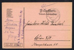 K.u.K. Feldpost Karte 57 gelaufen nach Wien 1915 - 1 Weltkrieg